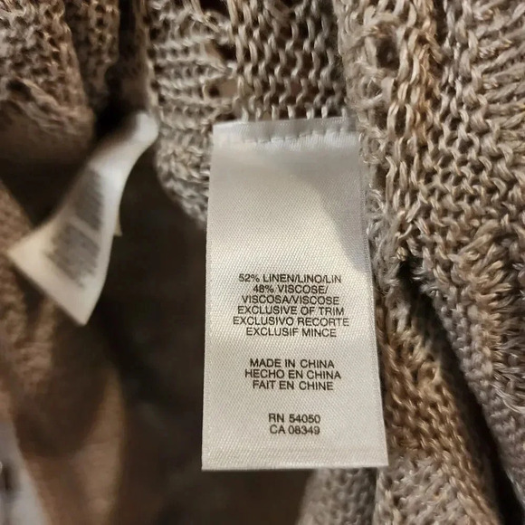 New Rachel Roy Ivory Linen Tie Waist Oversized V-Neck Knit Poncho Top Size M - Picture 4 of 7